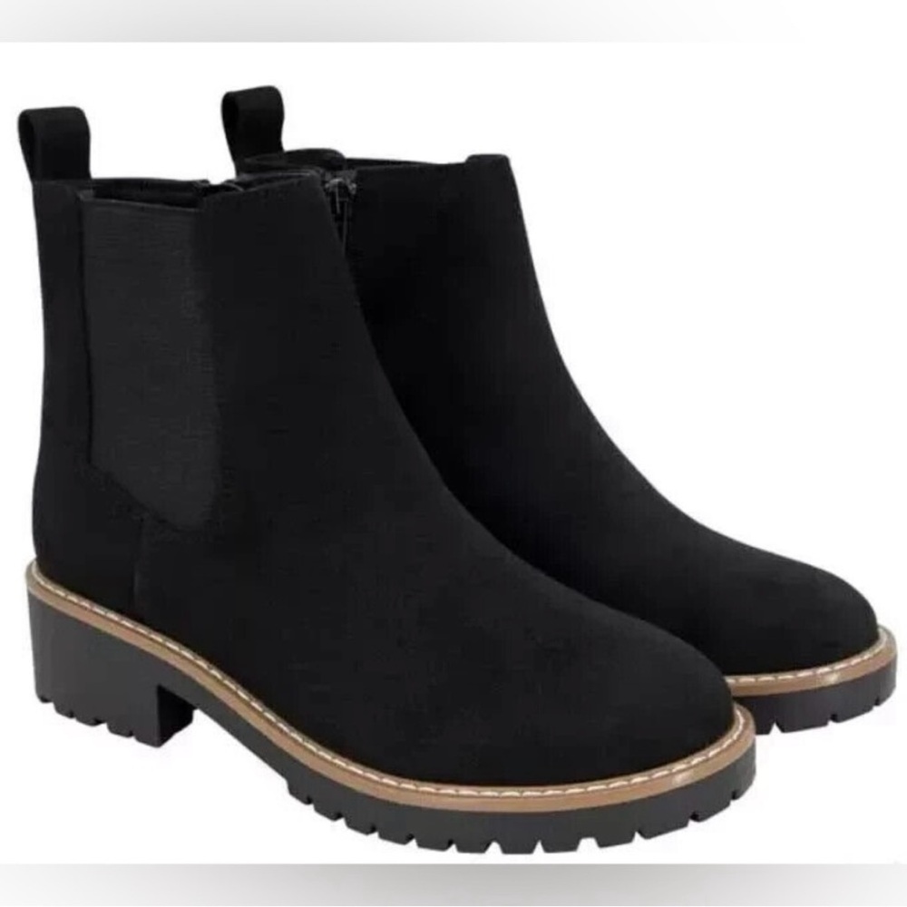Kensie Kayla Black Zip-Up Ankle Boots